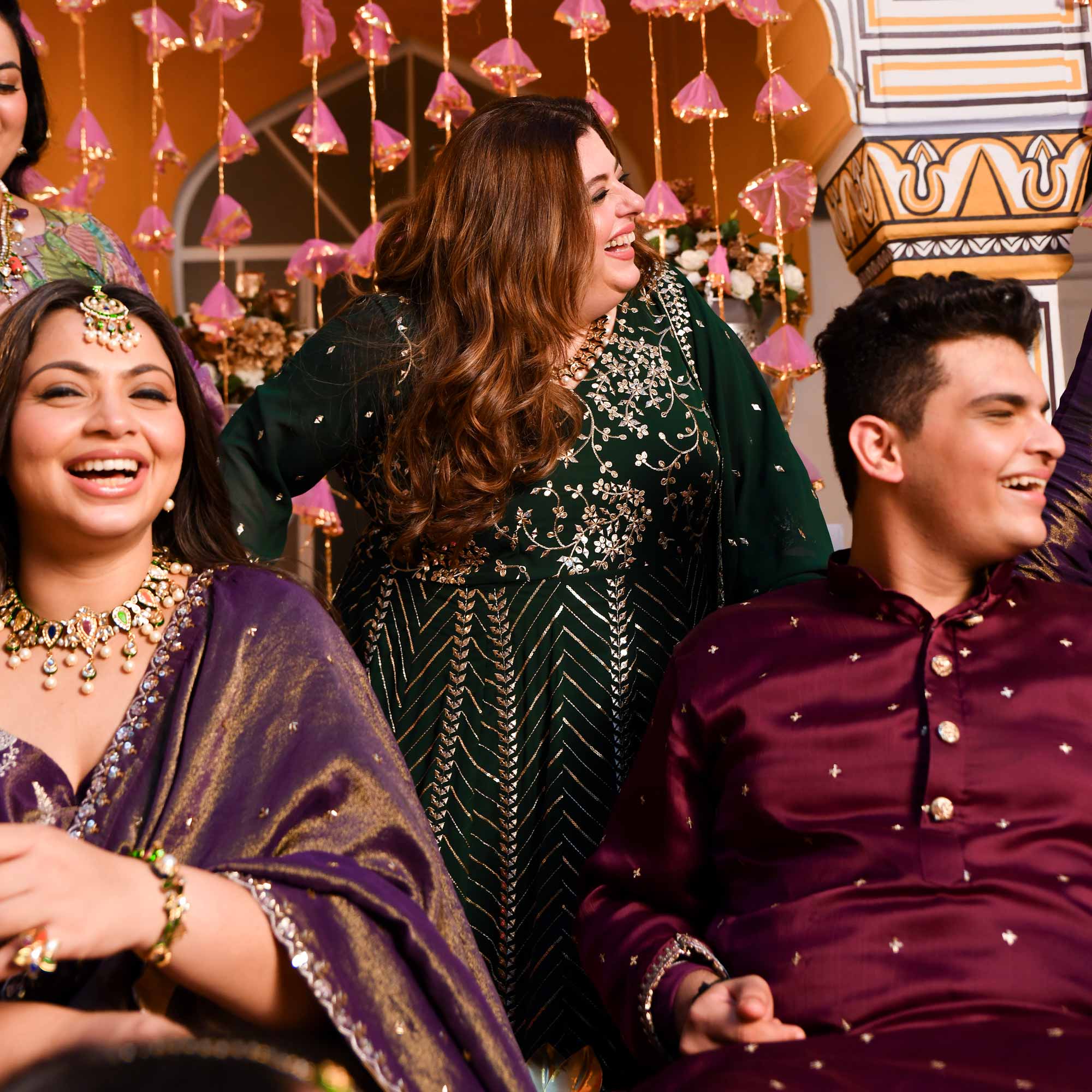 Shimmering Emerald Sequin Embroidered Georgette Anarkali Set - Image 15