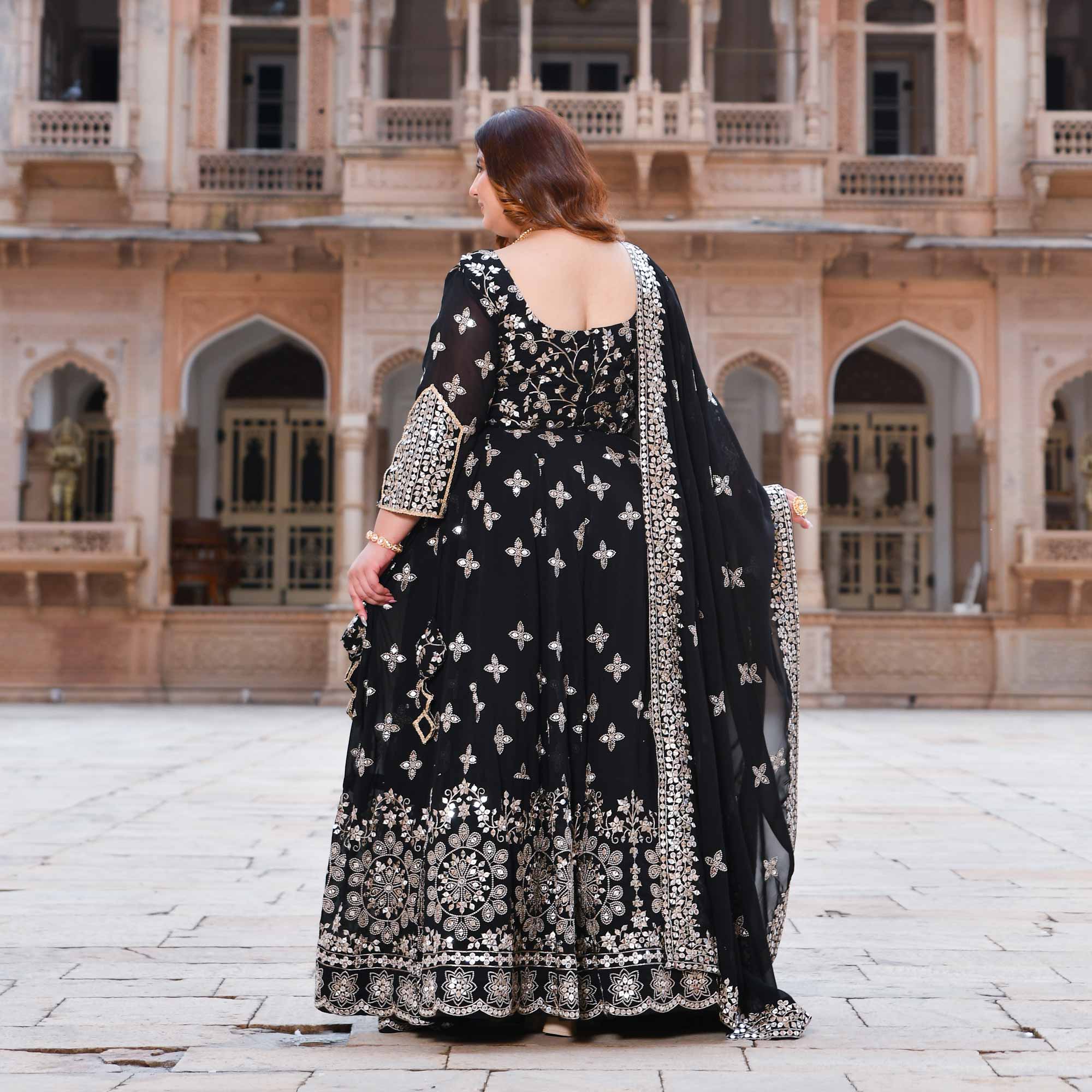 Sitaron Ki Raat- Black Sequin Embroidered Georgette Lehenga Set - Image 4