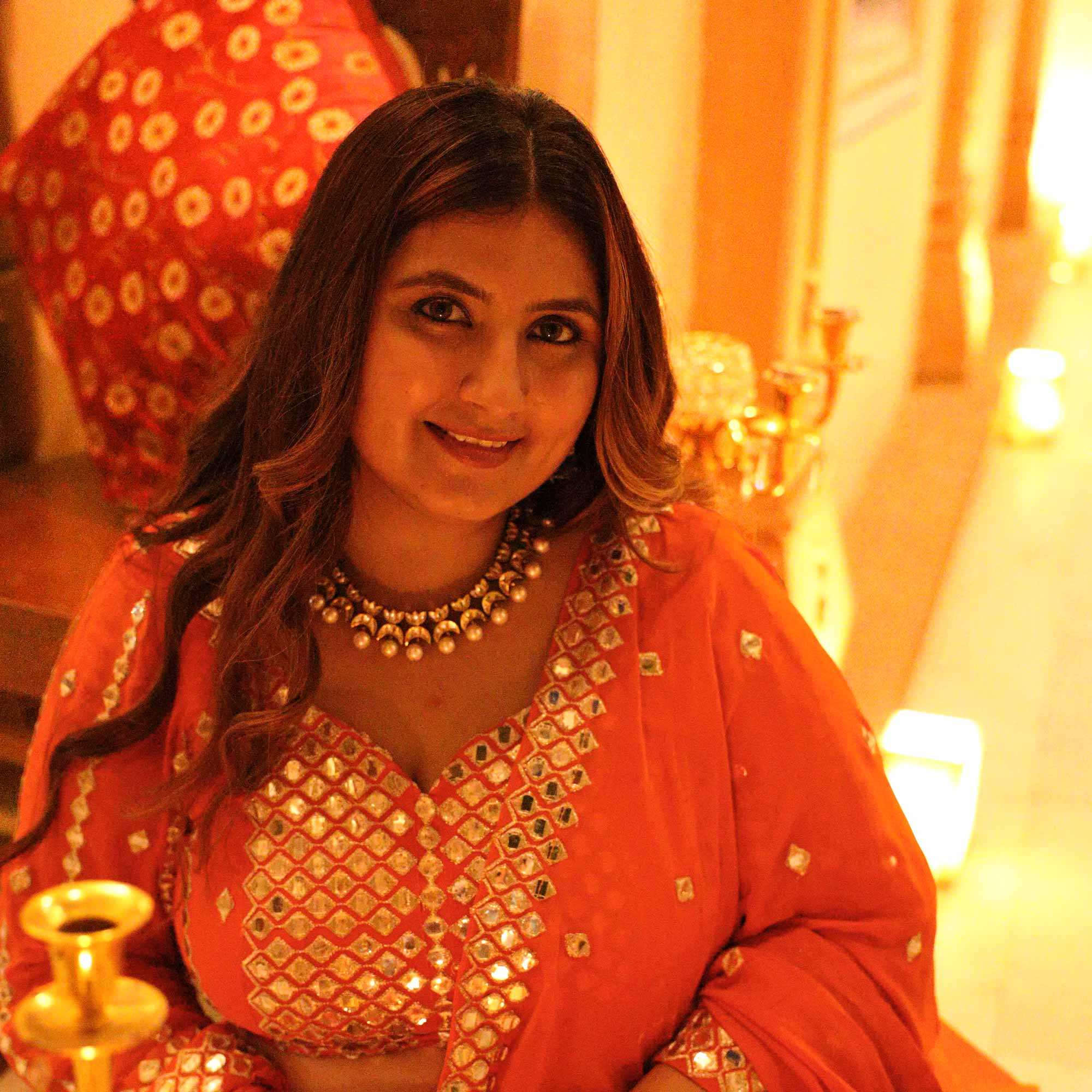 Spiced Mandarine-Orange Mirror Embroidered Pure Georgette Lehenga Set - Image 13
