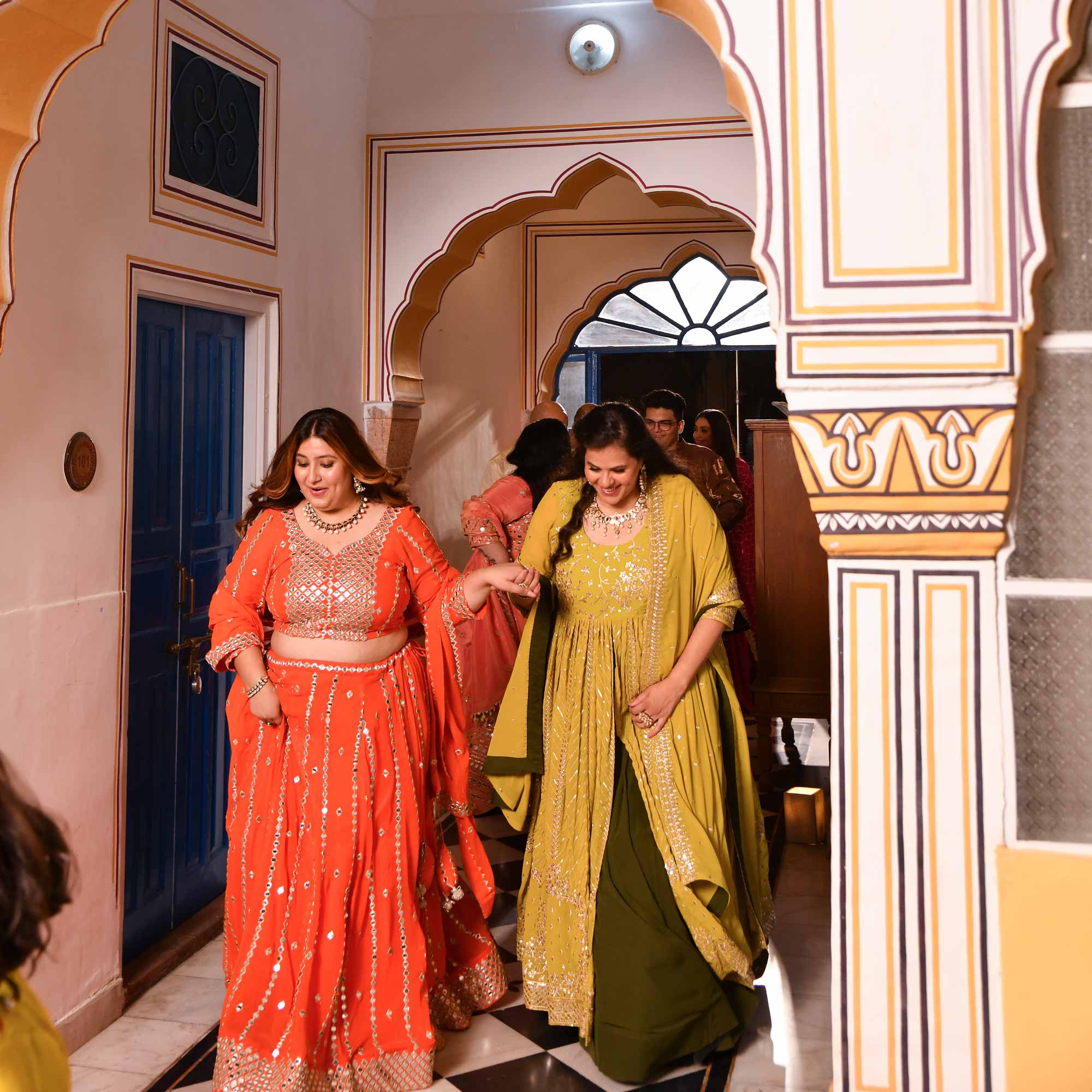 Spiced Mandarine-Orange Mirror Embroidered Pure Georgette Lehenga Set - Image 7