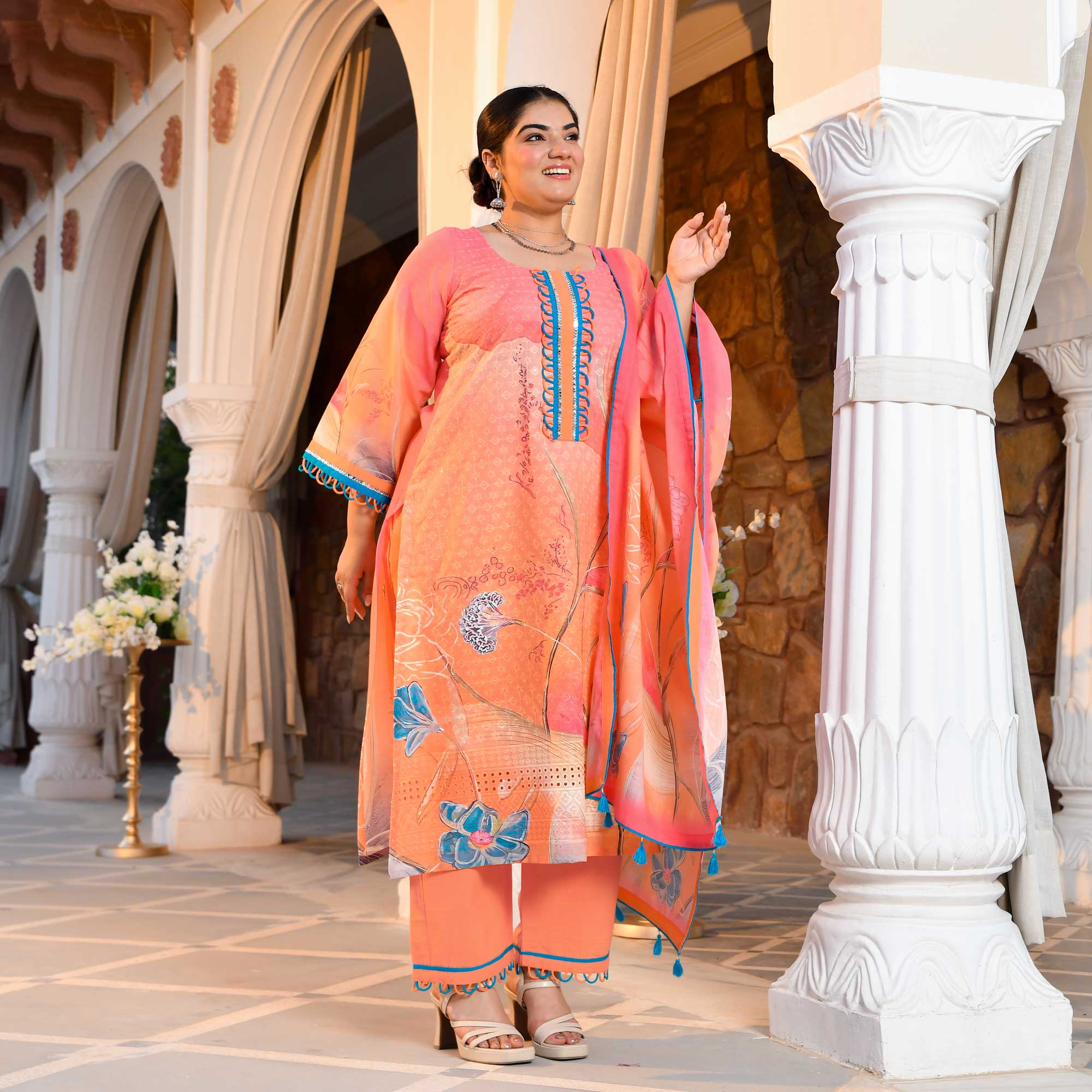 Sundown Fusion Floral Schiffli Embroidered Suit Set - Image 4