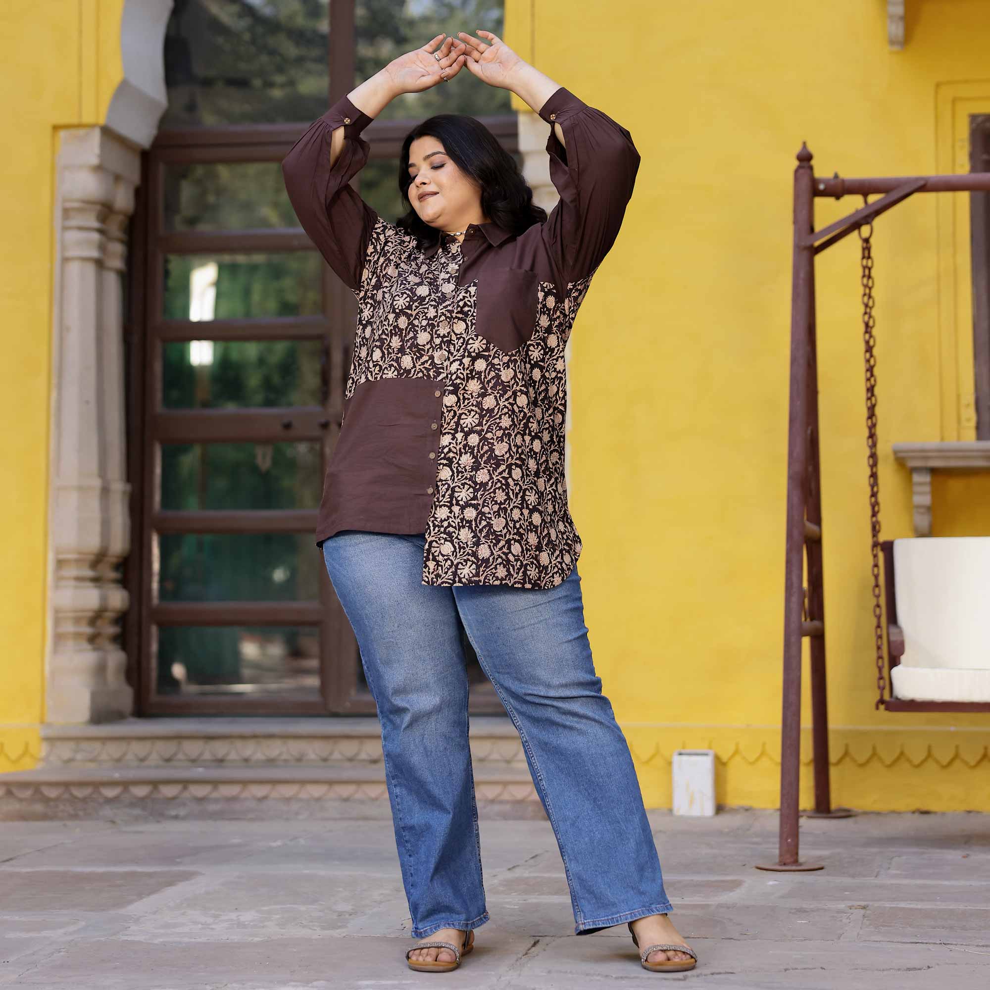 Toffy Twist Handblock Printed Cotton Shirt - Image 5