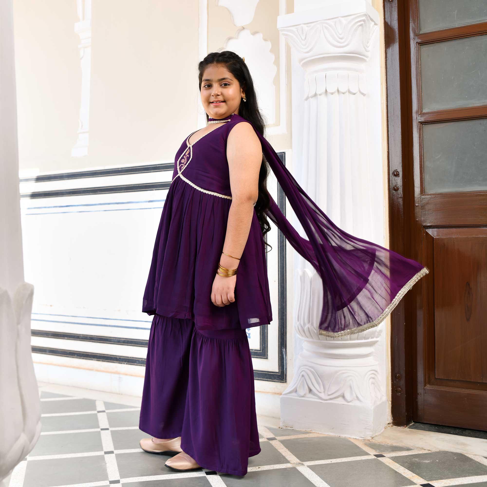 Twinkling Star Banarasi Alia Cut Sharara Set - Image 4